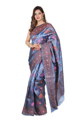 Regal Simplicity: Gray Pure Silk Saree