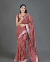 Rich Splendor: Brownish Red Banarasi Cotton Silk Saree