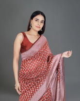 Vibrant Beauty: Red Banarasi Cotton Silk Saree