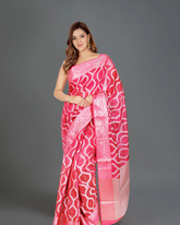 Radiant Charm: Magenta Pink Chanderi Cotton Silk Saree with Zari Border