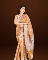 Classic Charm: Light Brown Cotton Silk Saree