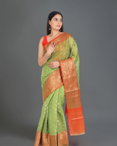 Rich Heritage: Brown Banarasi Cotton Silk Saree