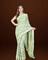 Light Green Pure Khaddi Georgette Saree