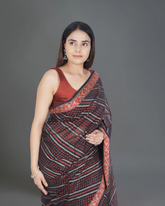Classic Allure: Black and Red Banarasi Cotton Silk Saree