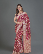 Rustic Elegance: Brownish Red Pre Khaddi Georgette Saree