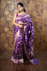 Sona Roopa Kadwa Jaal Pure Banarasi Katan Silk handloom purple colour Saree