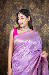 Sona Roopa Kadwa Jaal Pure Banarasi Katan Silk handloom Lavender colour Saree