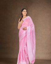 Radiant Grace: Hot Light Pink Chanderi Cotton Silk Saree