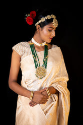 Ivory Pure Katan Banarasi Silk saree