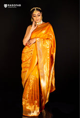 Mustard Yellow Half and half Patola pattern semi silk saree