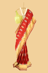 Red Semi Banarasi Soft Silk Saree