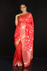 Pink Semi Silk Saree With Golden Booti