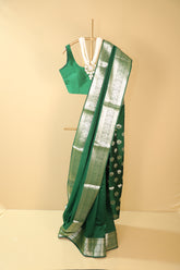 Bottle Green Pure Moonga Silk Saree