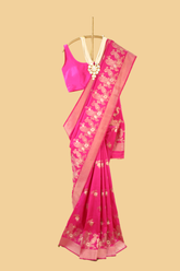 Magenta Semi Banarasi Soft Silk Saree
