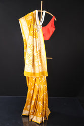 Mustard Semi Banarasi Soft Silk Saree