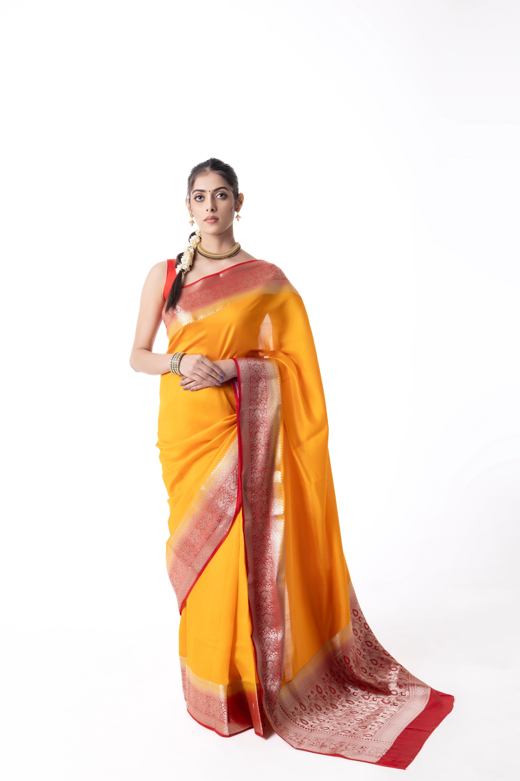 Pure Moonga Silk Saree in Yellow colour