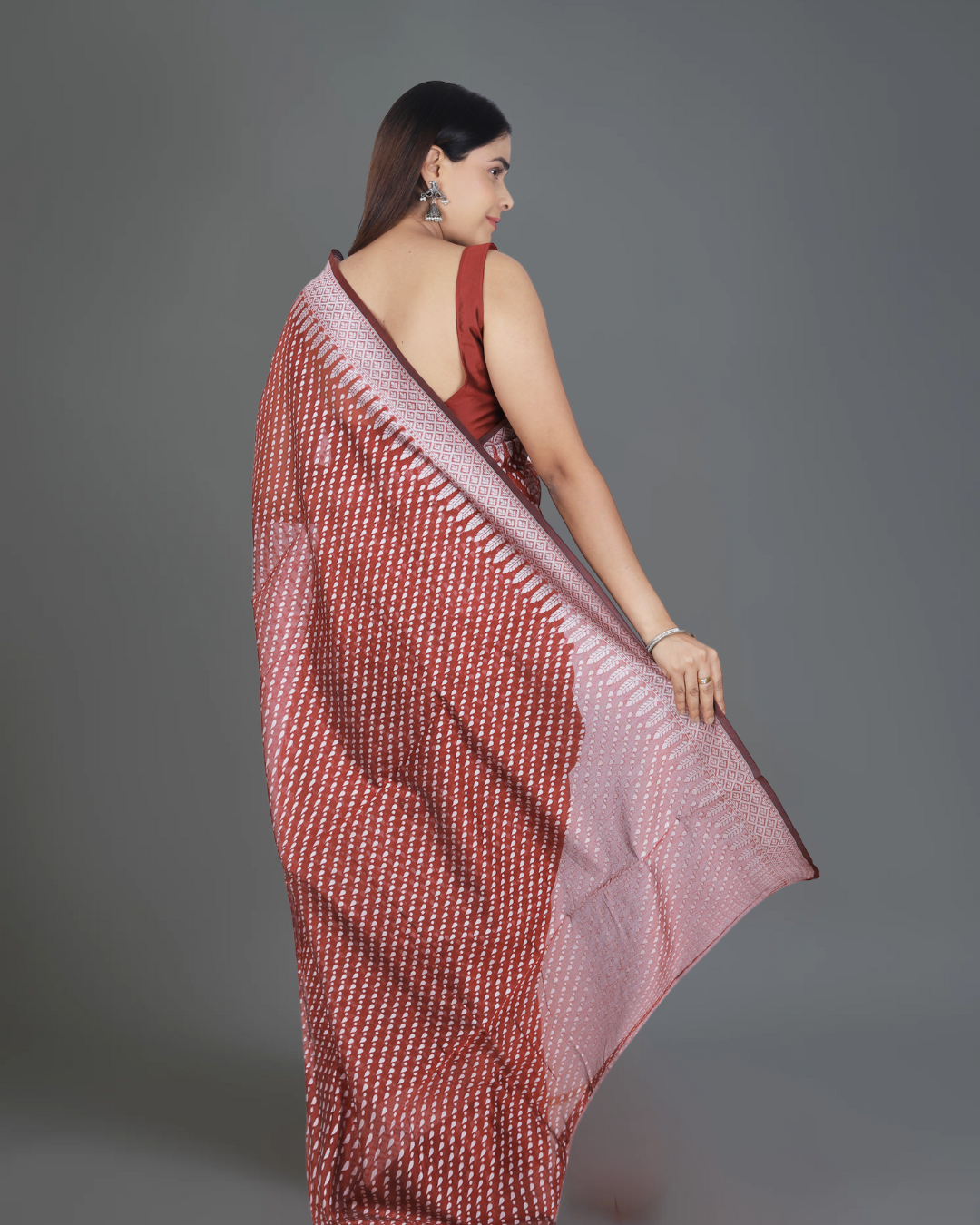 Rich Splendor: Brownish Red Banarasi Cotton Silk Saree