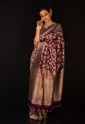 Purple Pure Kataan Silk Shikaargaha