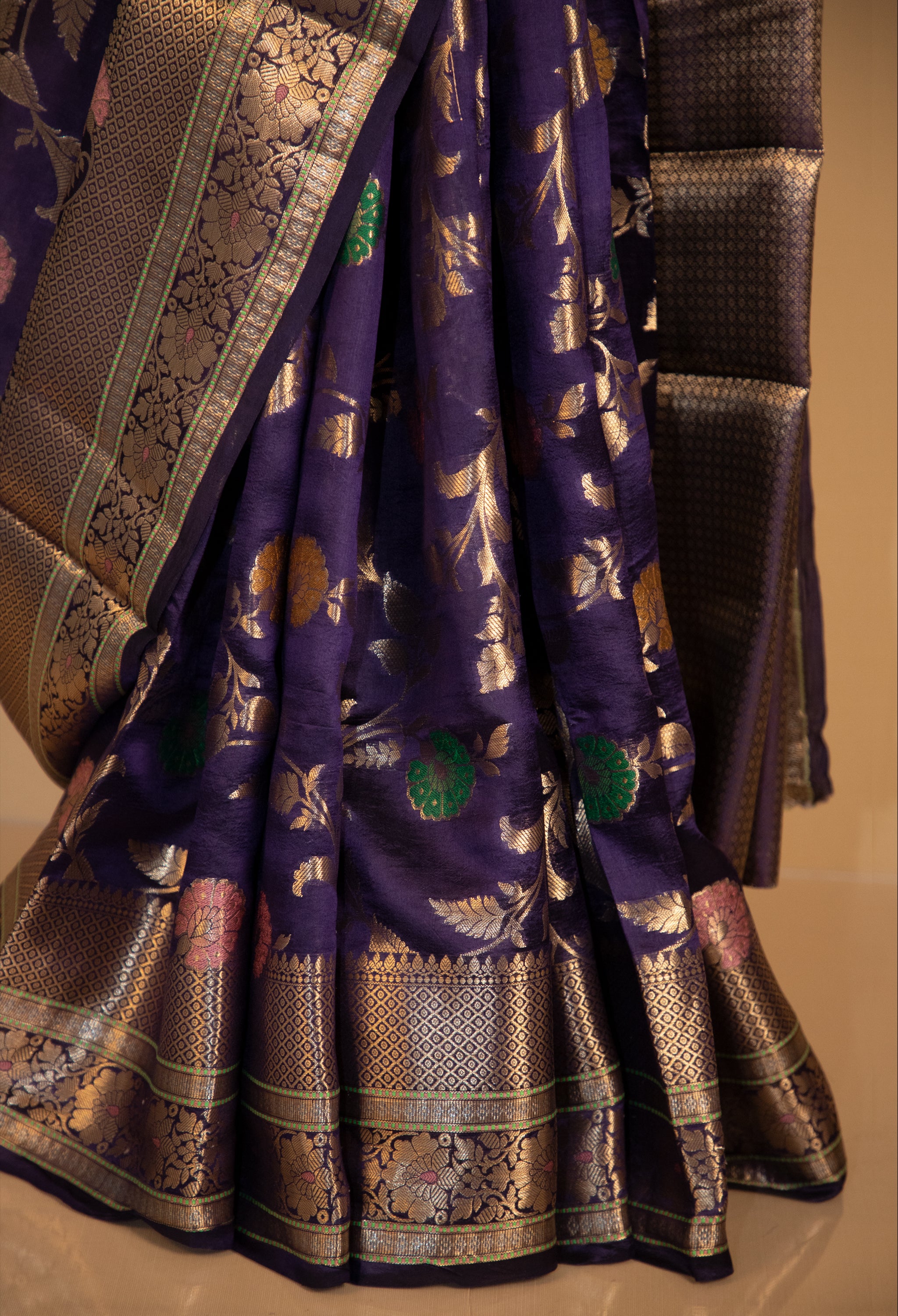 Purple Pure Silk Banarasi Saree