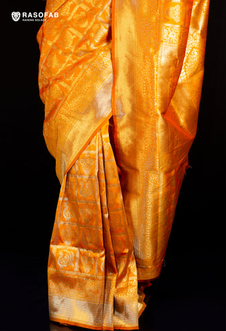 Mustard Yellow Half and half Patola pattern semi silk saree