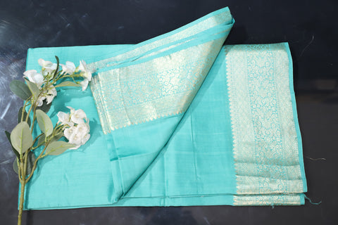 Sea Green Pure Moonga Silk Saree