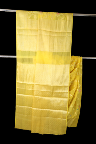 Yellow Semi Banarasi Soft Silk Saree