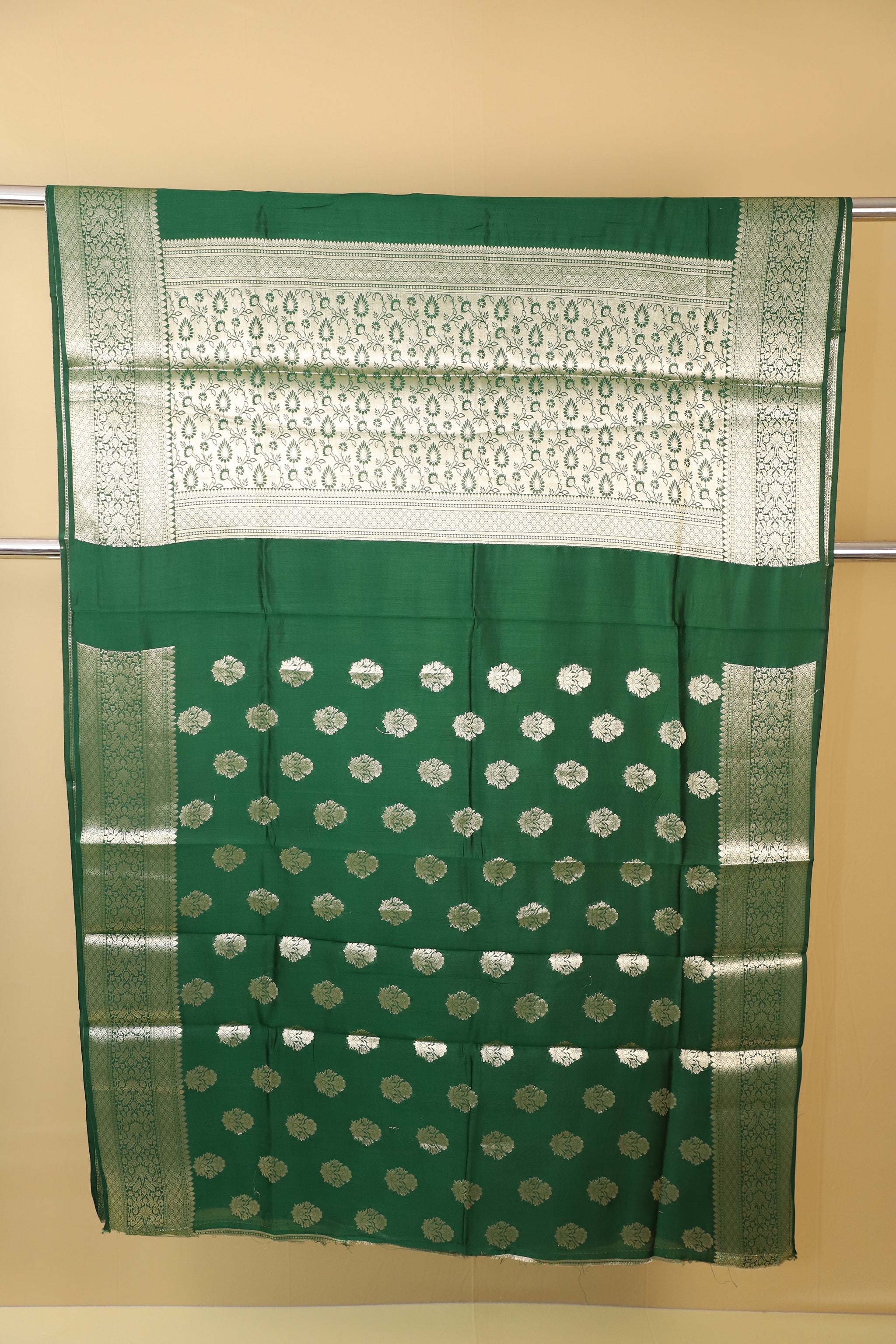 Bottle Green Pure Moonga Silk Saree