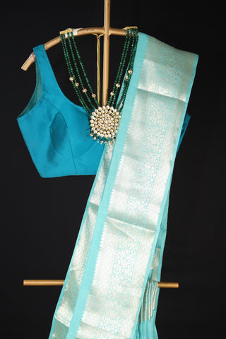 Sea Green Pure Moonga Silk Saree