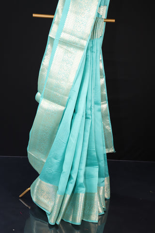 Sea Green Pure Moonga Silk Saree