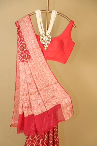 Handloom Pure Khaddi chiffon/Georgette Bandhej Saree