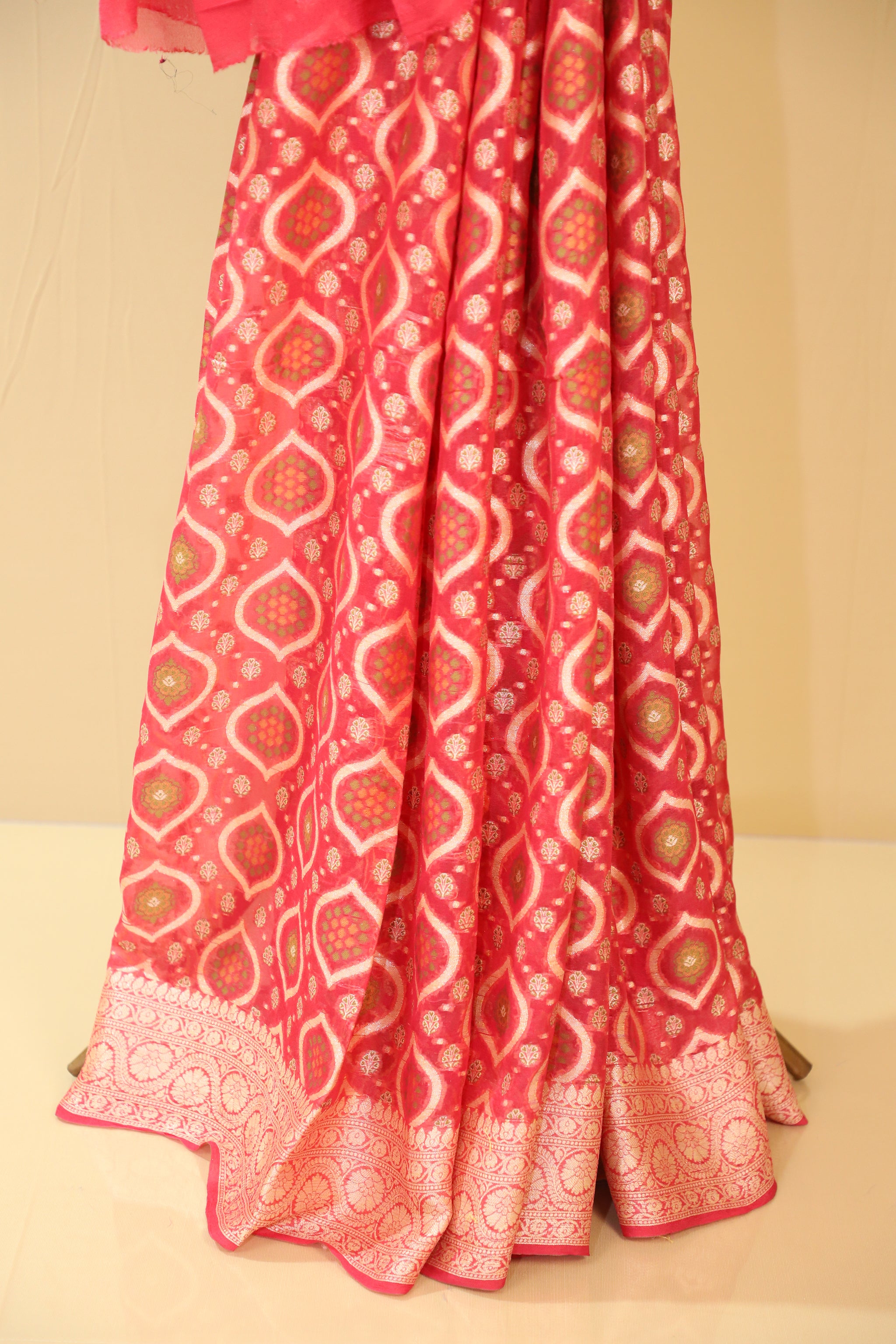 Handloom Pure Khaddi chiffon/Georgette Bandhej Saree