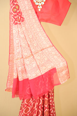 Handloom Pure Khaddi chiffon/Georgette Bandhej Saree